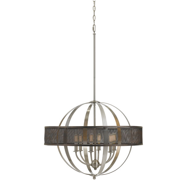 Willow Brushed Steel Six-Light Chandelier, image 1