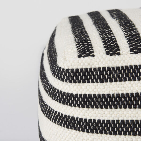 Aanya Black and White Striped Pouf, image 4