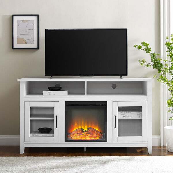 Wasatch Brushed White Fireplace TV Stand, image 1