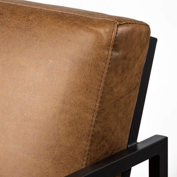 Armelle II Gray and Brown Leather Arm Chair, image 6