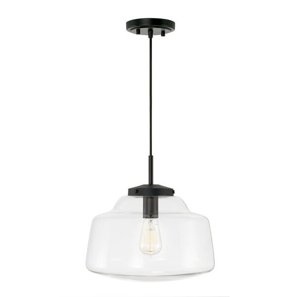 Dillon Matte Black One-Light Cord-Hung Pendant with Clear Glass, image 3