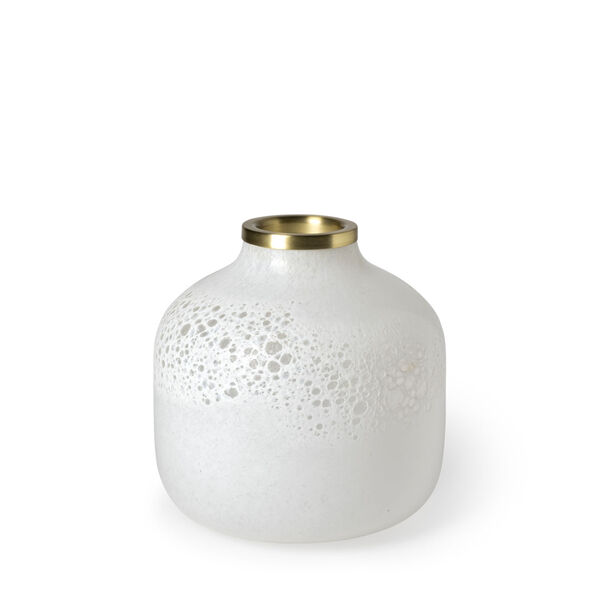 Pearl White and Gold 8-Inch Ceramic Vase, image 1