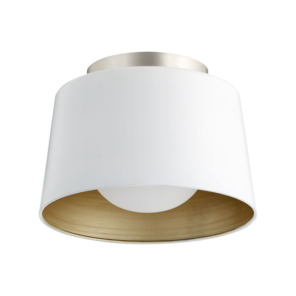 Studio White and Aged Brass 11-Inch One-Light Flush Mount, image 1