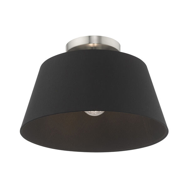 Belclaire Brushed Nickel 13-Inch One-Light Ceiling Mount with Hand Crafted Black Hardback Shade, image 4