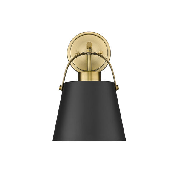 Z-Studio Matte Black and Heritage Brass One-Light Wall Sconce, image 4