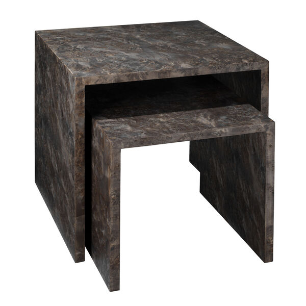Bedford Charcoal Burl Wood Nesting Tables Set of Two, image 1