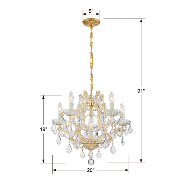 Maria Theresa Traditional Gold Five-Light Chandelier with Hand Cut Crystal, image 5