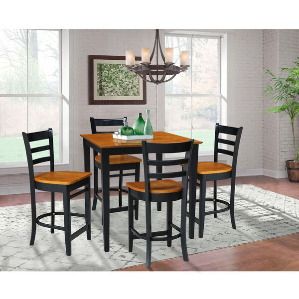 Black and Cherry 36-Inch Counter Height Table with Four Counter Stool, Five-Piece, image 1