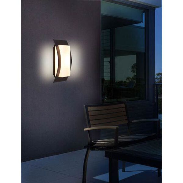 Eclipse Satin Nickel One-Light Outdoor Wall Light with Opal Glass, image 2