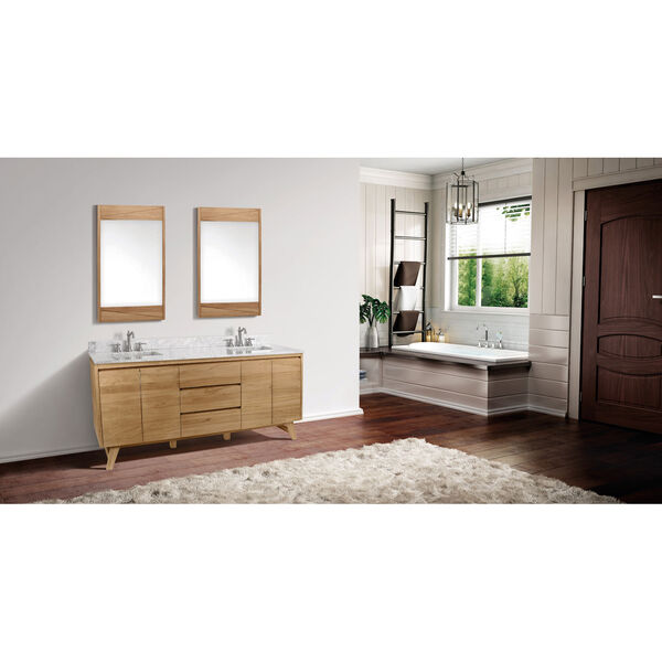 Coventry 73 inch Vanity in Natural Teak with Carrara White Top, image 3