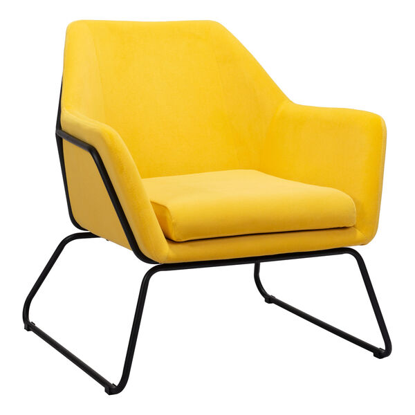 Jose Yellow and Matte Black Accent Chair, image 1