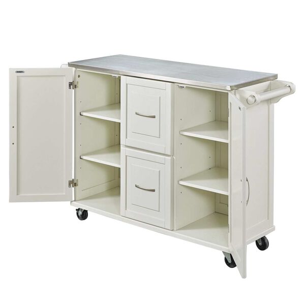 Blanche Off-White and Stainless Steel Kitchen Cart, image 2