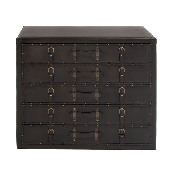 Black Faux Leather and Wood Chest, image 2