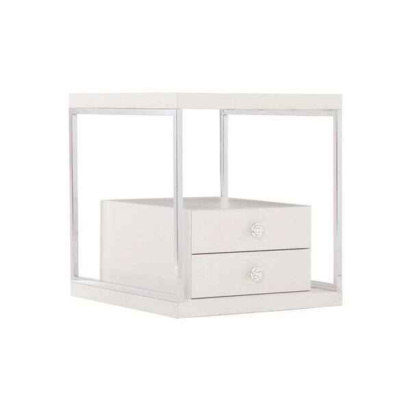 Silhouette White and Stainless Steel Side Table, image 4