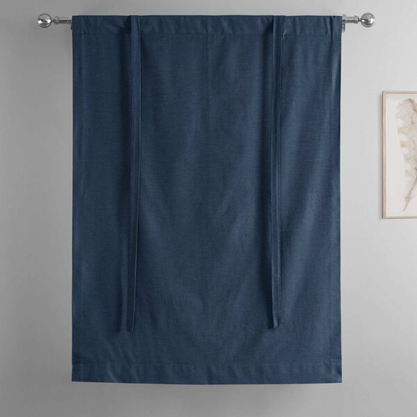 Noble Navy Blue Dune Textured Solid Cotton Tie-Up Window Shade Single Panel, image 6