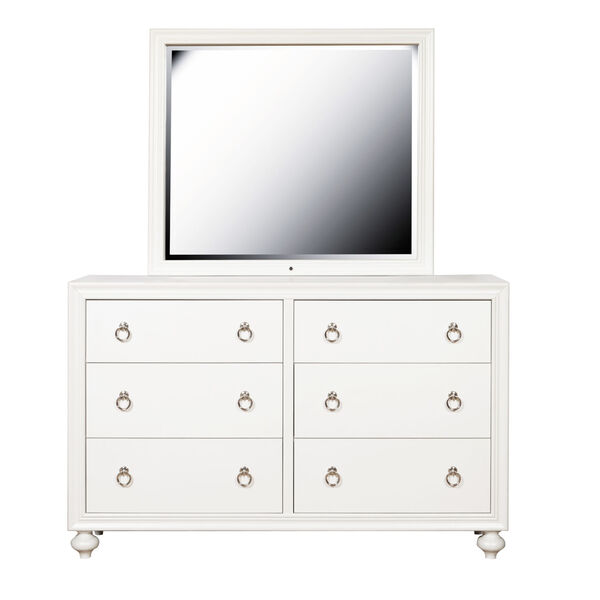 Bella White Framed Dresser Mirror Only with LED Lighting, image 2
