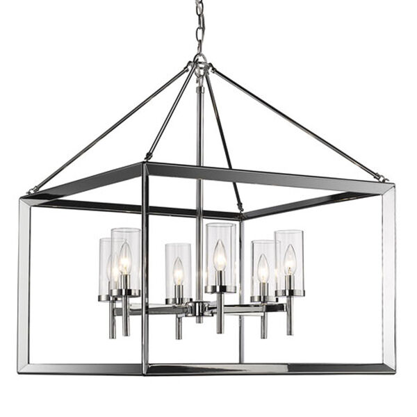 Linden Chrome Six-Light Chandelier with Clear Glass, image 2
