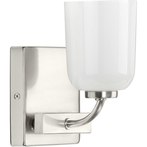 Moore Brushed Nickel Five-Inch One-Light Bath Vanity with White Opal Shade, image 1