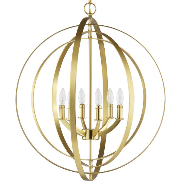 Equinox Satin Brass 30-Inch Six-Light Pendant, image 3