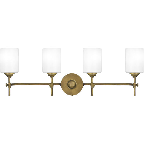 Aria Weathered Brass Four-Light Bath Vanity with Opal Glass, image 1