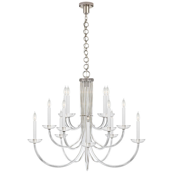Wharton Chandelier in Clear Acrylic and Polished Nickel by AERIN, image 1
