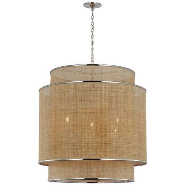 Linley Polished Nickel and Natural Six-Light Pendant by Marie Flanigan, image 1