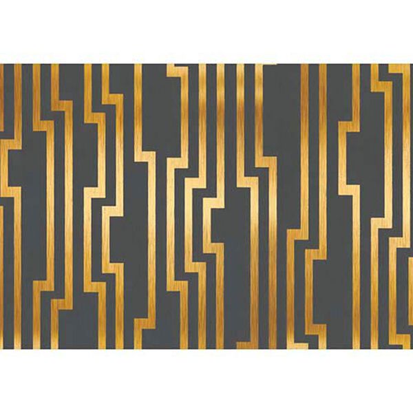 Candice Olson Shimmering Details Black and Gold Velocity Wallpaper, image 1