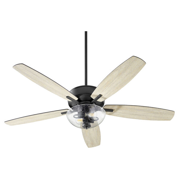 Breeze Noir Two-Light 52-Inch Ceiling Fan with Clear Seeded Glass Bowl, image 1