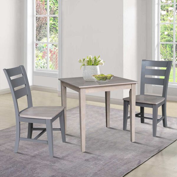 Washed Gray Clay Taupe 30 x 30 Inch Dining Table with Two Chairs, image 2