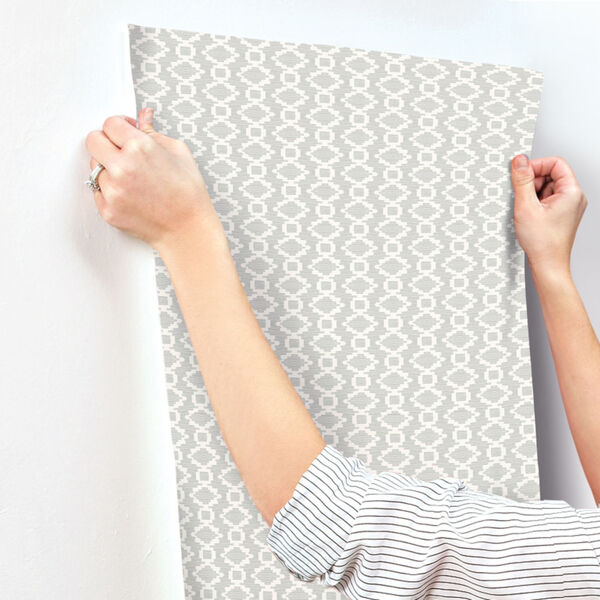 Handpainted  Gray Canyon Weave Wallpaper, image 3