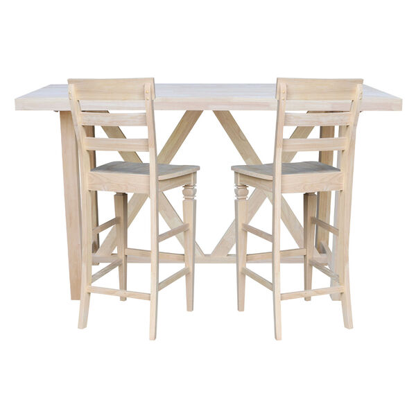 Natural Bar Height Table With Two Ladder Back Bar Stool, Three-Piece, image 2