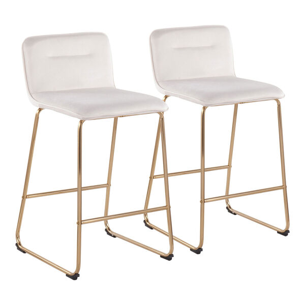 Casper Gold and Cream Fixed-Height Counter Stool, Set of 2, image 2