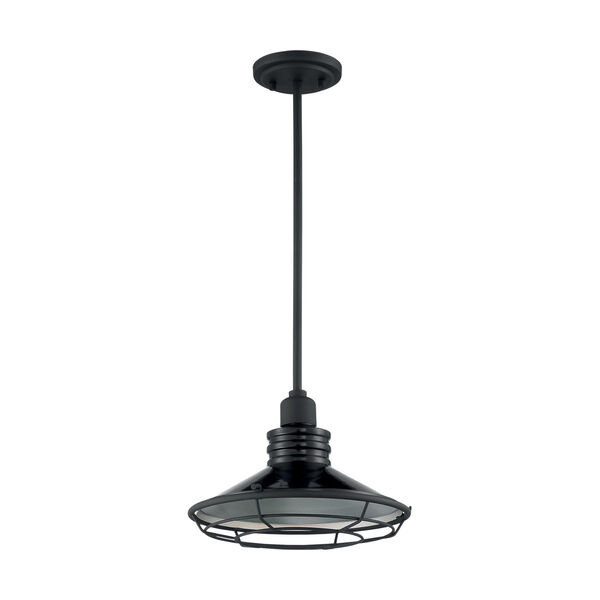 Blue Harbor Gloss Black and Silver 12-Inch One-Light Pendant, image 4