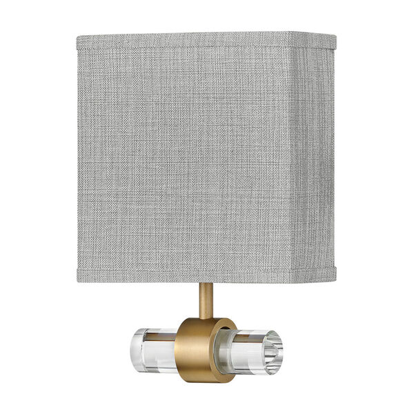 Luster Heritage Brass One-Light LED Wall Sconce with Heathered Gray Slub Shade, image 4