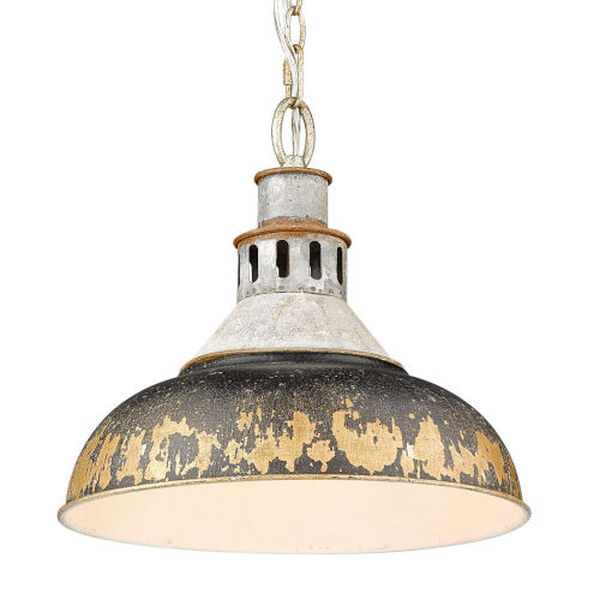 Kinsley Aged Galvanized Steel 14-Inch One-Light Pendant with Antique Black Iron Shade, image 3