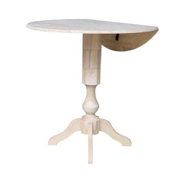 Gray and Beige 42-Inch Round Pedestal Dual Drop Leaf Table, image 2