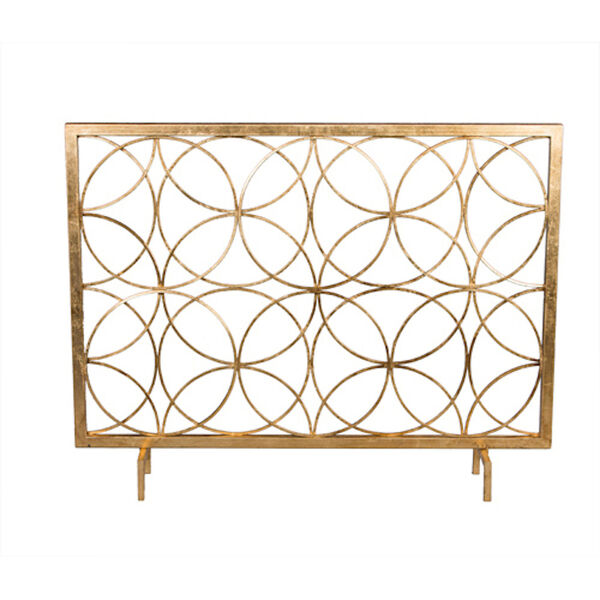 Antique Gold Circles Fireplace Screen, image 1