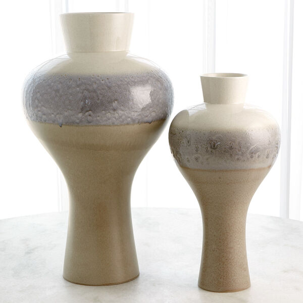 Grey and Ivory Large Ceramic Swell Vase, image 2