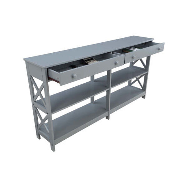 Oxford Gray Two-Drawer Console Table with Shelves, image 5