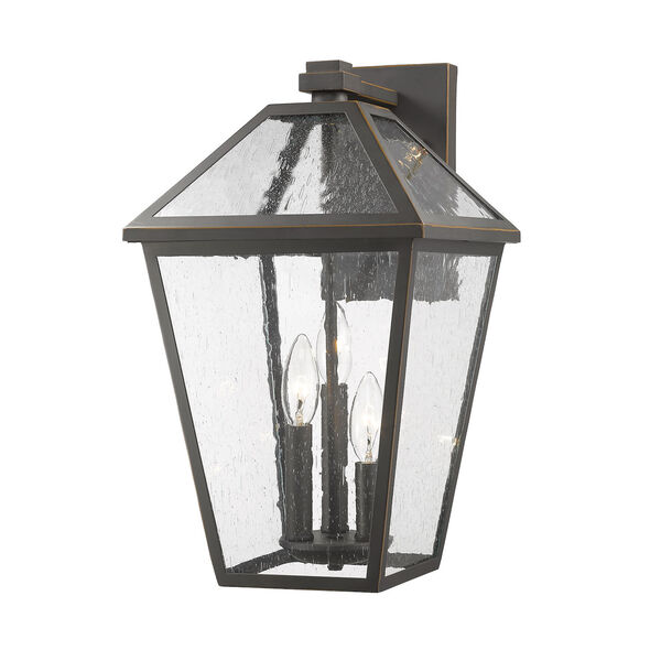 Talbot Rubbed Bronze Three-Light Outdoor Wall Sconce with Seedy Glass - (Open Box), image 1