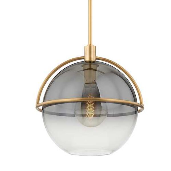 Ivins Patina Brass Clear One-Light Pendant, image 1