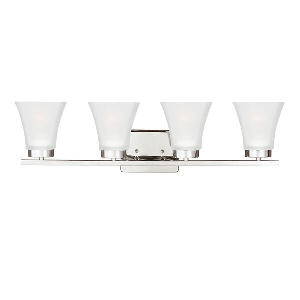 Bayfield Chrome Four-Light  Bath Vanity with Satin Etched Glass, image 1