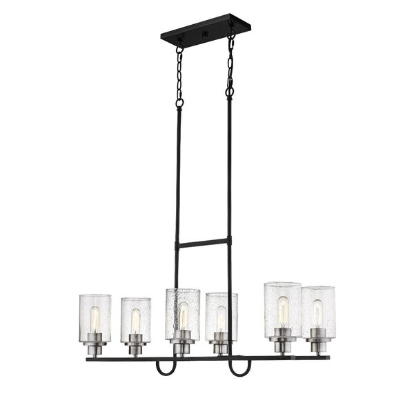 Clifton Matte Black and Brushed Nickel Six-Light Island, image 1