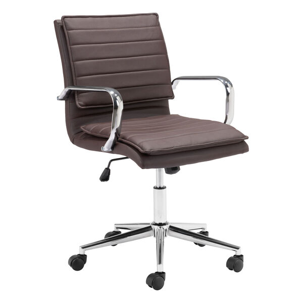 Partner Espresso and Chrome Office Chair, image 1