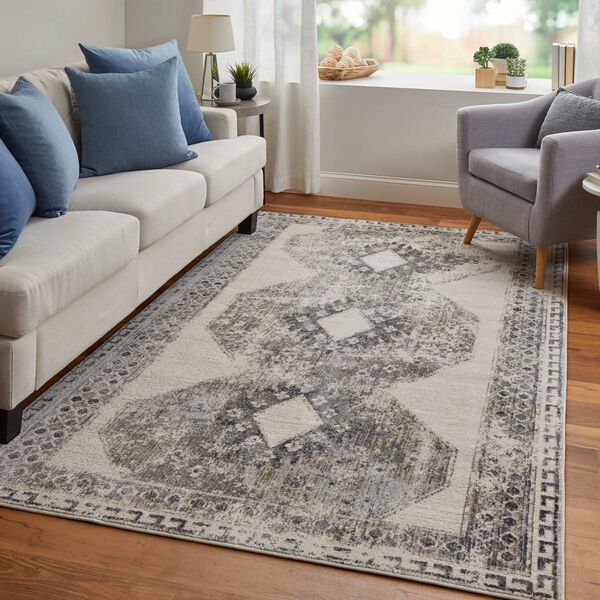 Kano Classic Distressed Ivory Taupe Gray Area Rug, image 3