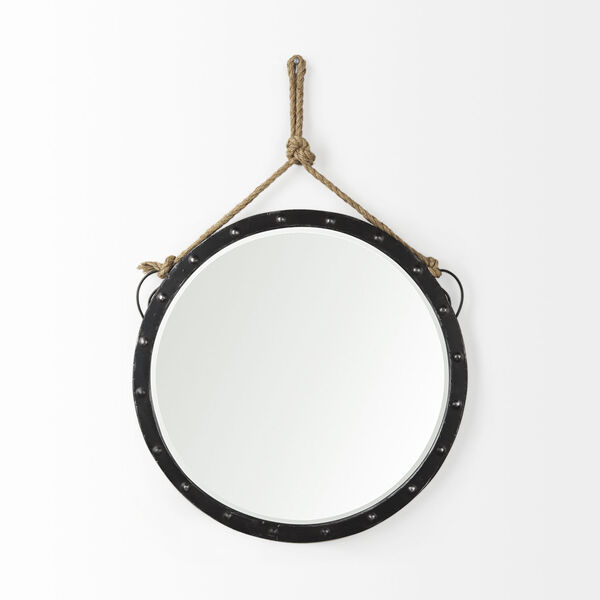 Pendula Black Round Metal Frame Wall Mirror, image 2