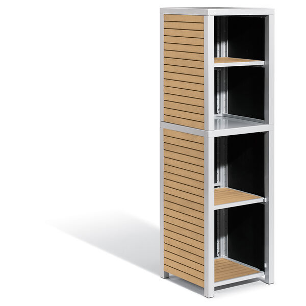 Travira Tekwood Natural 2-Piece Modular Valet Shelves Base with Hutch Set, image 1