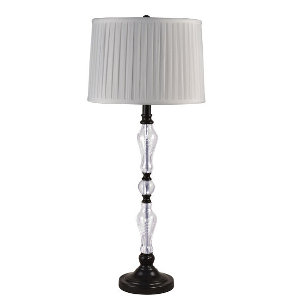 Ebony Black and White One-Light Hand Cut Crystal Table Lamp, image 1