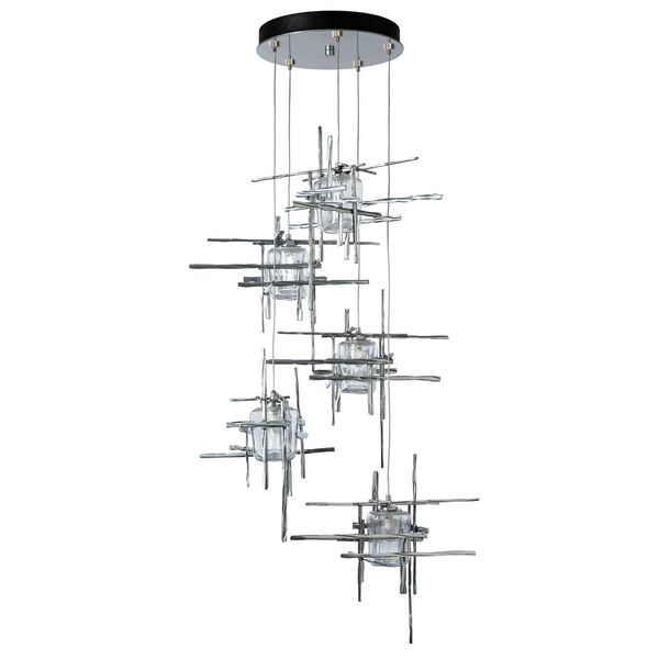 Tura Sterling Five-Light Pendant with Seeded Clear Glass, image 3
