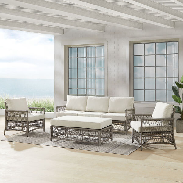 Thatcher Creme and Driftwood Outdoor Wicker Sofa Set, Four-Piece, image 2